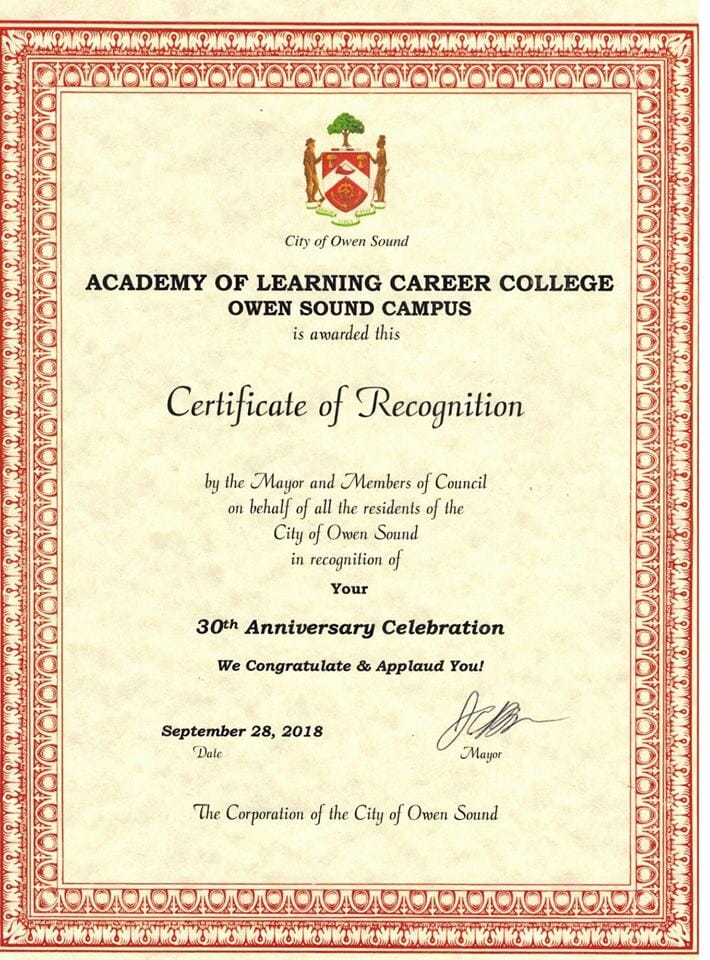 AOLCC Certificate
