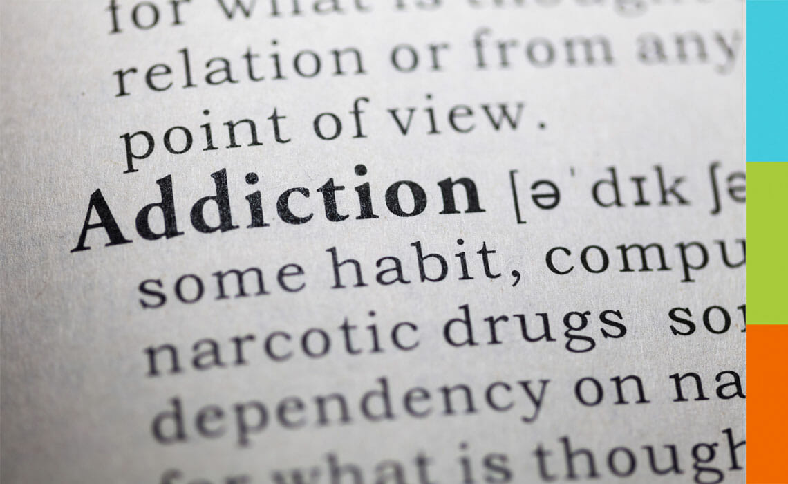 Addiction definition in dictionary closeup
