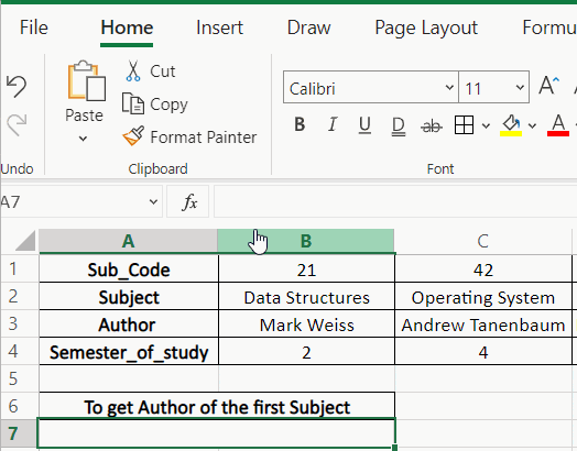 using the index function in Excel