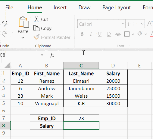 using the INDEX and MATCH functions in Excel