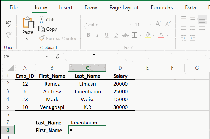 using the XLOOKUP function in Excel