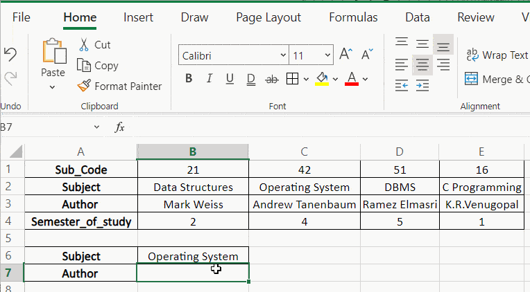 using the HLOOKUP function in Excel
