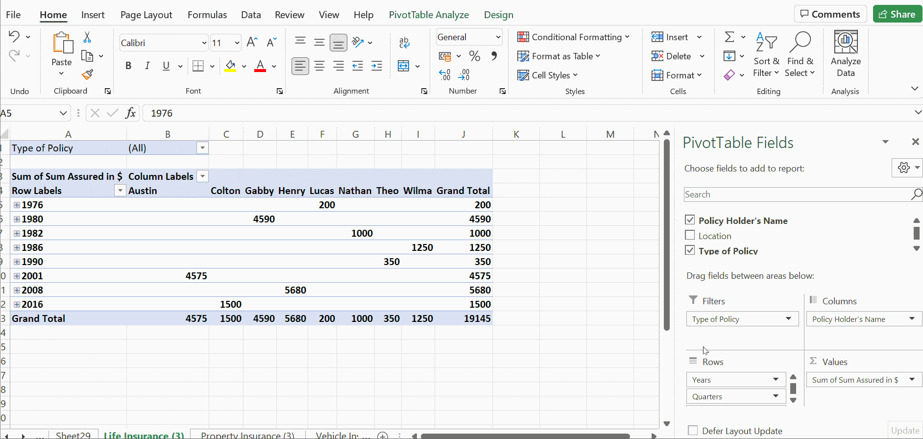 making a pivot chart excel