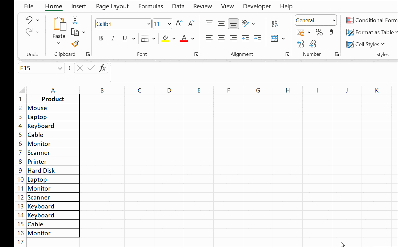 count unique values excel