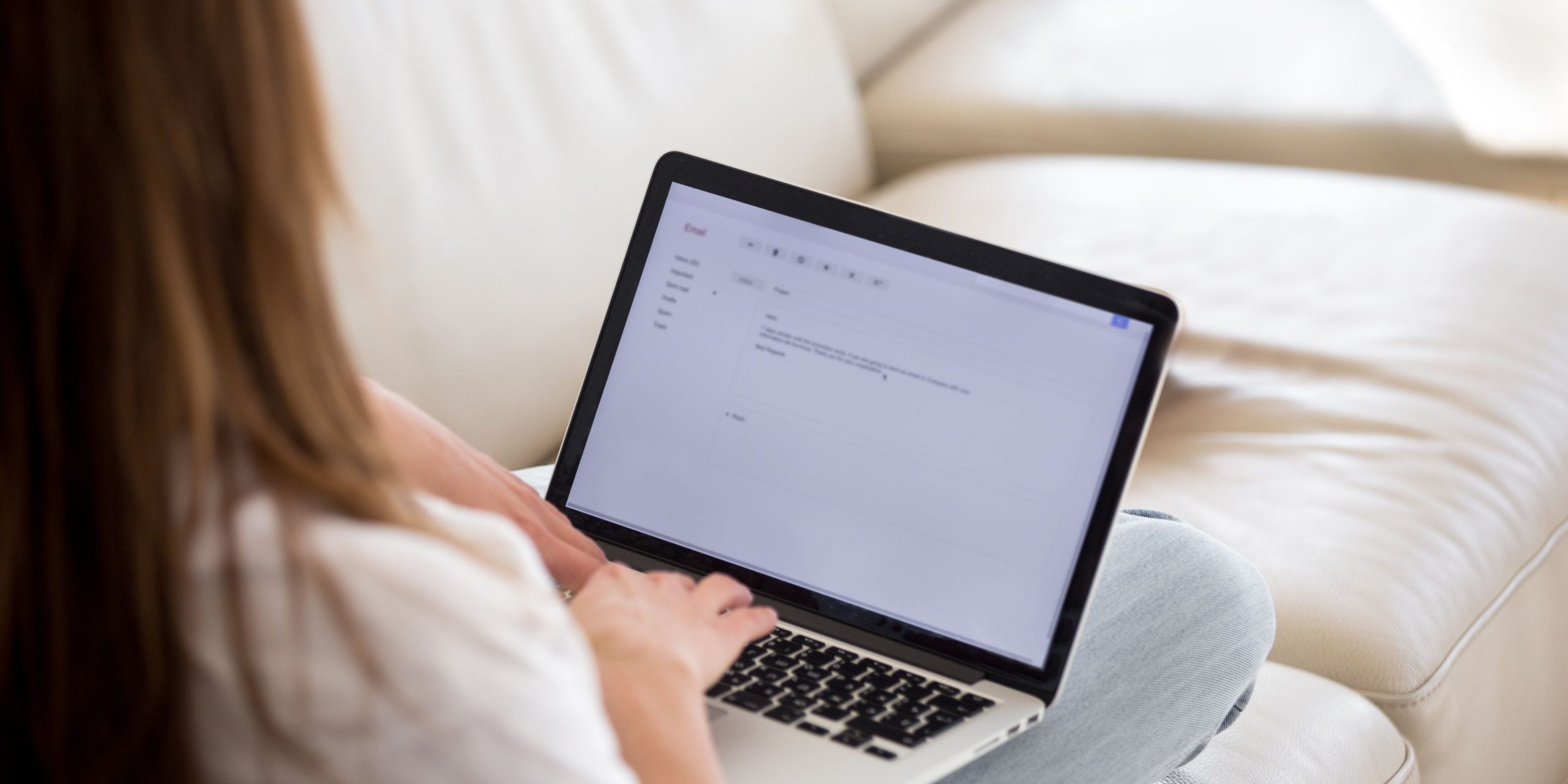 A candidate writing an email on a screen expressing gratitude for the opportunity.