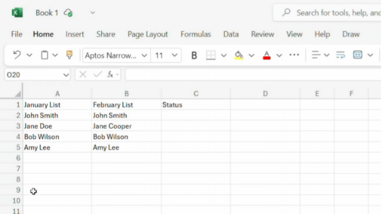 Excel IF formula comparing customer names in two columns, showing Same Customer or Changed/New status results